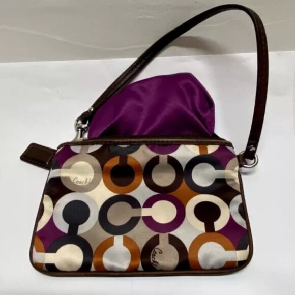 Coach Op Art Madison Wristlet Multicolor Signature Sateen Wristlet Leather Trim - Picture 9 of 9